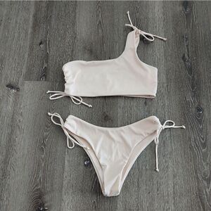 SHEIN Swim Summer Beach Rib One Shoulder Tie Side Bikini Medium